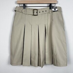 FRENCH TOAST Pleated Scooter Short‎ Skirt Girls Size 20 Khaki Tan Uniform Belt
